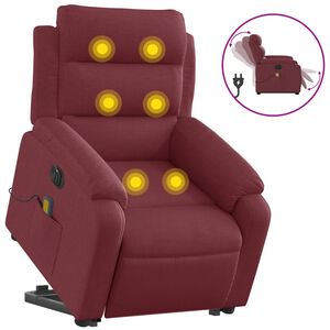 vidaXL Električni masažni naslonjač na podizanje od tkanine boja vina