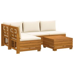 vidaXL Set vanjskih sofa s jastukom 5 Komad Smeđa Čvrsto drvo akacije