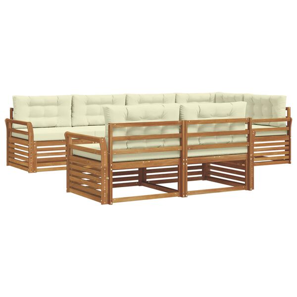 vidaXL Set vanjskih sofa s jastukom 7 pcs Prirodna i krem