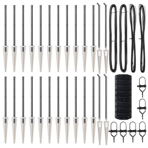 vidaXL Ograda s postovima Siva 0,4 x 50 m Čelik i PVC