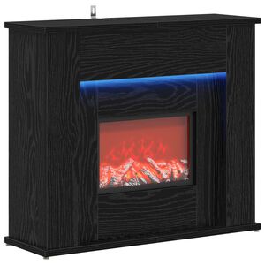 vidaXL Kamin s LED trakom Crni hrast 63 x 20 x 54,5 cm