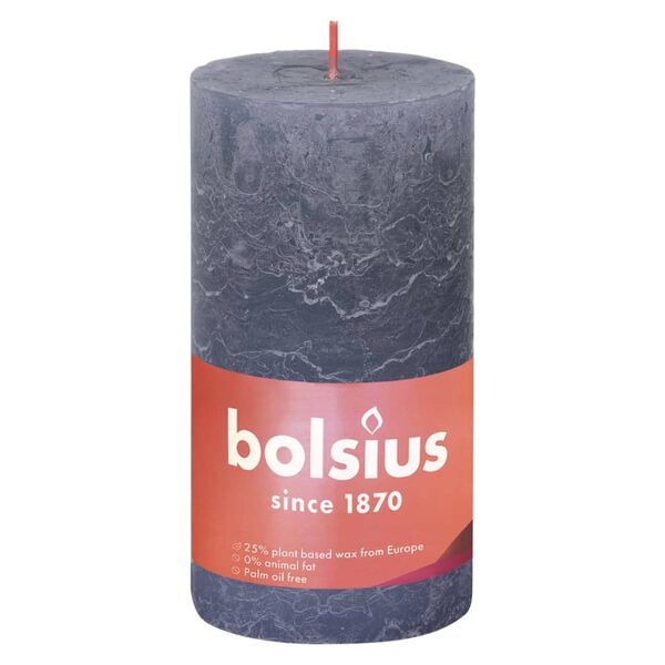 Bolsius rustične debele svijeće Shine 4 kom 130 x 68 mm tamnoplave