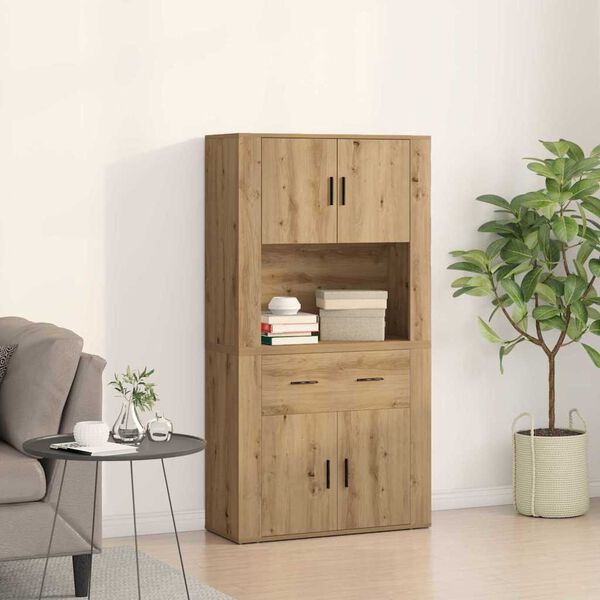 vidaXL Highboard hrast artisan 80 x 33 x 150 cm Konstruirano drvo