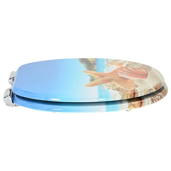 vidaXL Toaletna sjedala s mekim zatvaranjem Morska &scaron;koljka 44 x 38 cm