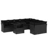 vidaXL 10-dijelni set vrtnih sofa s jastucima crni od poliratana