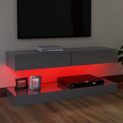vidaXL TV ormarić s LED svjetlima visoki sjaj sivi 120 x 35 cm