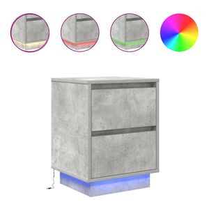 vidaXL Noćni ormarić s LED svjetlima siva boja betona 38x34x50 cm