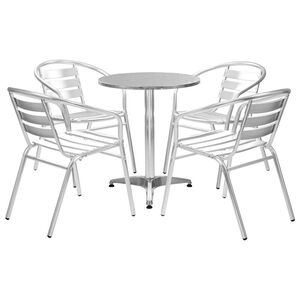 vidaXL 5-dijelni vrtni blagovaonski set aluminijski srebrni