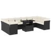 vidaXL 11-dijelni set vrtnih sofa od poliratana s jastucima crni