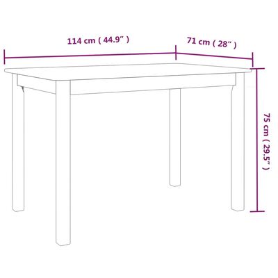 vidaXL Blagovaonski stol crni 114x71x75 cm od masivnog drva kaučukovca