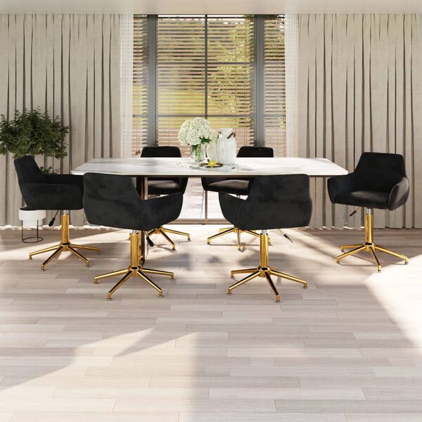 vidaXL Okretne blagovaonske stolice 6 kom crne bar&scaron;unaste