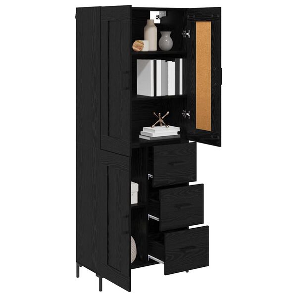 vidaXL Highboard s ladicama 2 pcs Crni hrast Konstruirano drvo