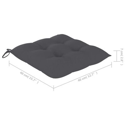 vidaXL 3-dijelni bistro set s antracit jastucima od masivne tikovine