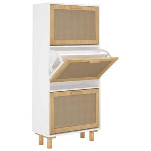 vidaXL Ormarić za cipele bijeli 52 x 25 x 115 cm drvo i prirodni ratan