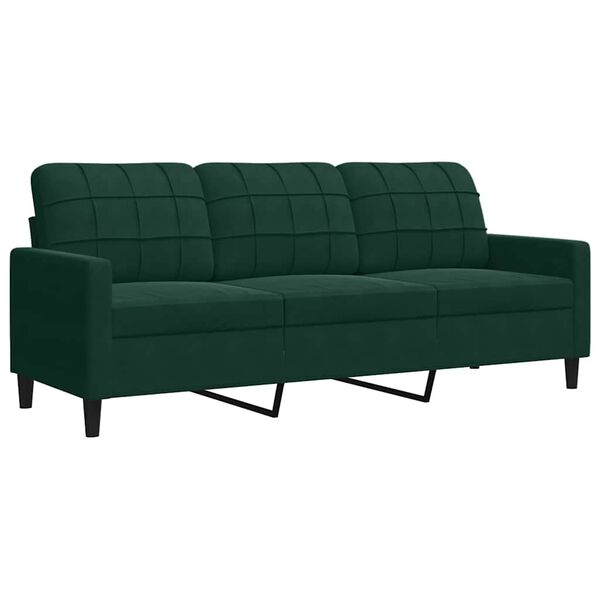 vidaXL 3-dijelni set sofa s jastucima tamnozeleni bar&scaron;unasti