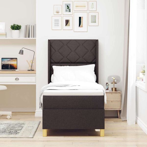vidaXL Krevet s opruga kutije s madracem Smeđa 140 x 200 cm tkanina