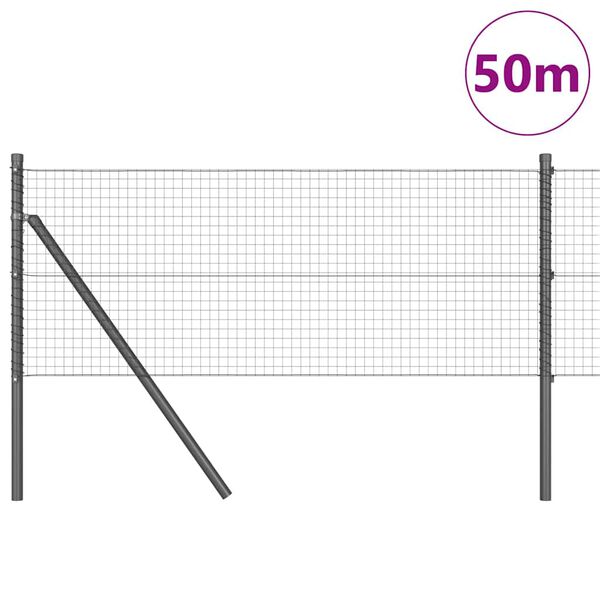 vidaXL Stup za ogradu Siva 50 x 0,5 m (mreža 25 x 25 mm) Čelik i PVC