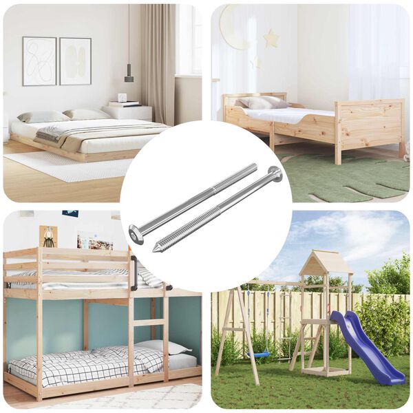 vidaXL Namje&scaron;tajni vijci 2 pcs Srebrno M6 x 100 mm Čelik