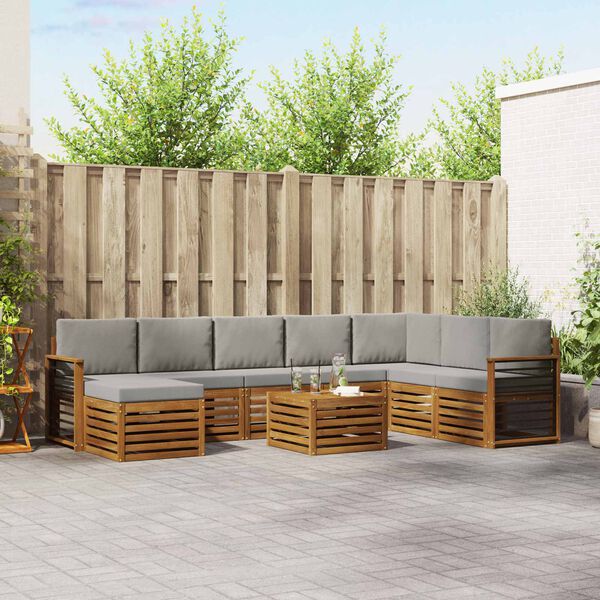 vidaXL Sekcijska garnitura s jastukom 9 pcs Prirodna i svijetlo siva