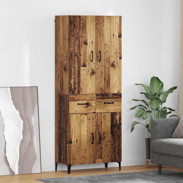 vidaXL Highboard Zidne Staro drvo 69,5 x 34 x 180 cm Konstruirano drvo