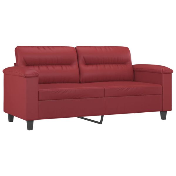 vidaXL 3-dijelni set sofa s jastucima boja vina od umjetne kože
