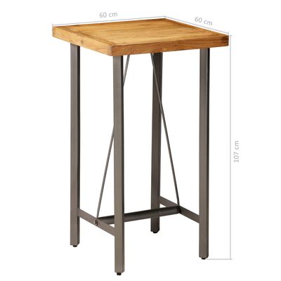 vidaXL Barski stol od masivne obnovljene tikovine 60 x 60 x 107 cm
