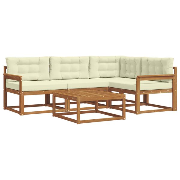 vidaXL Set vanjskih sofa s jastukom 5 pcs Prirodna i krem