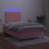 vidaXL Krevet box spring s madracem LED ružičasti 120x190cm bar&scaron;unasti