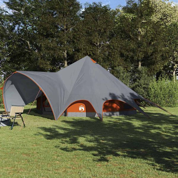 vidaXL Teepee &scaron;ator za 9 osoba Siva i narančasta 502 x 502 x 297 cm