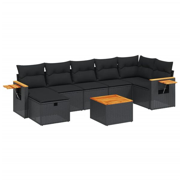 vidaXL 7-dijelni set vrtnih sofa od poliratana s jastucima crni