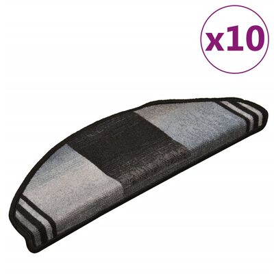 vidaXL Otirači za stepenice samoljepljivi 10 kom 65x21x4 cm crno-sivi