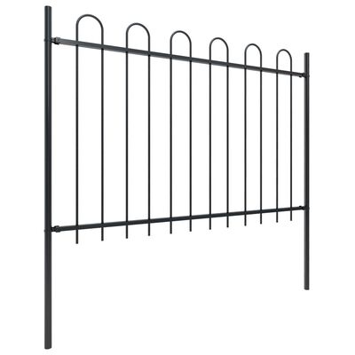 vidaXL Vrtna ograda s ukrasnim lukovima čelična 15,3 x 1,2 m crna