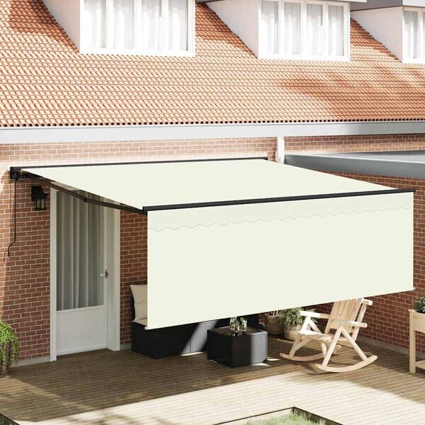 vidaXL Skrovita tenda Krema 400 &times; 300 cm Poliester i aluminij