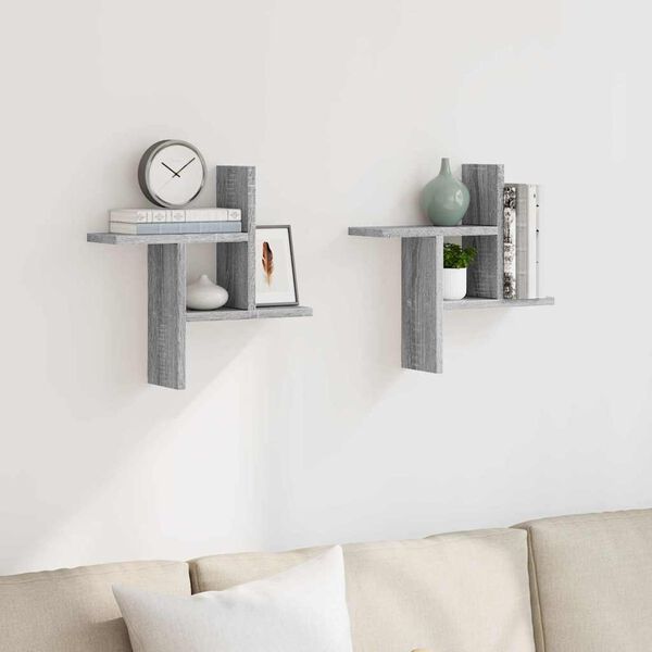 vidaXL Zidne police 2 kom boja hrasta 38x12x38 cm konstruirano drvo