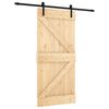 vidaXL Klizna vrata Prirodna i crna 95 x 210 cm Čvrsta borovina