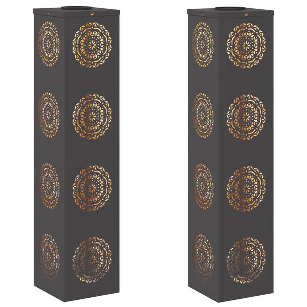 vidaXL Solarna LED svjetlost za stazu 2 pcs Crna Hladno valjana čelika