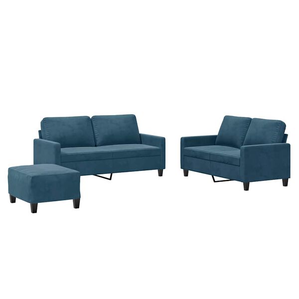 vidaXL 3-dijelni set sofa s jastucima plavi bar&scaron;unasti