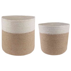 vidaXL Set saksija za biljke 2 kom. Prirodna i bijela &Oslash; 28 x 28 cm