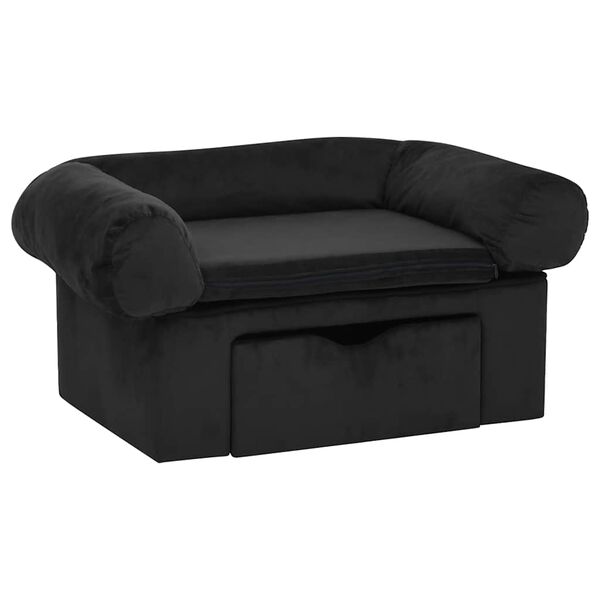 vidaXL Sofa za pse s ladicom crna 75 x 50 x 38 cm pli&scaron;ana