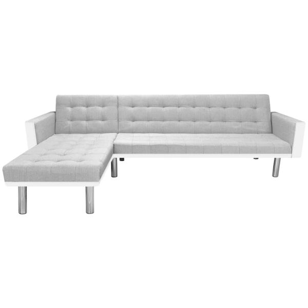 vidaXL Kutna sofa na razvlačenje od tkanine 218x155x69 cm bijelo-siva