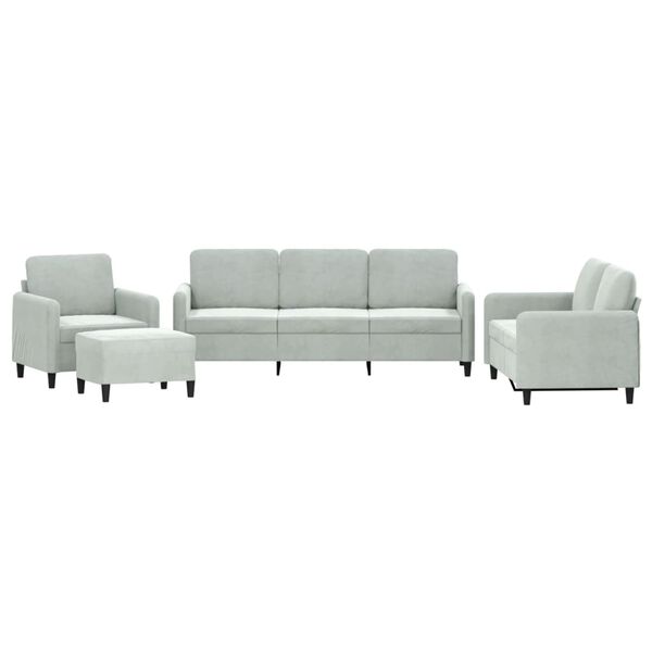 vidaXL 4-dijelni set sofa svjetlosivi baršunasti