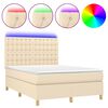 vidaXL Krevet box spring s madracem LED krem 140x190 cm od tkanine