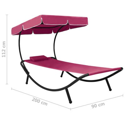 vidaXL Vanjski ležaj s krovom i jastukom ružičasti