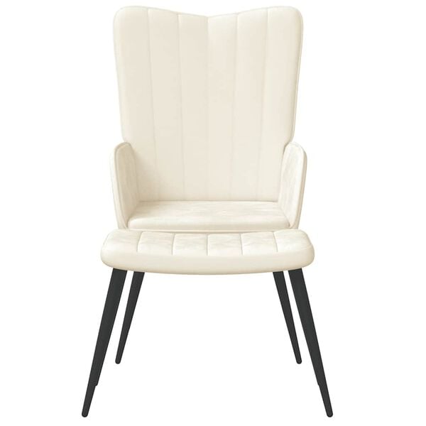 vidaXL Stolica za opu&scaron;tanje s osloncem za noge krem bijela bar&scaron;unasta