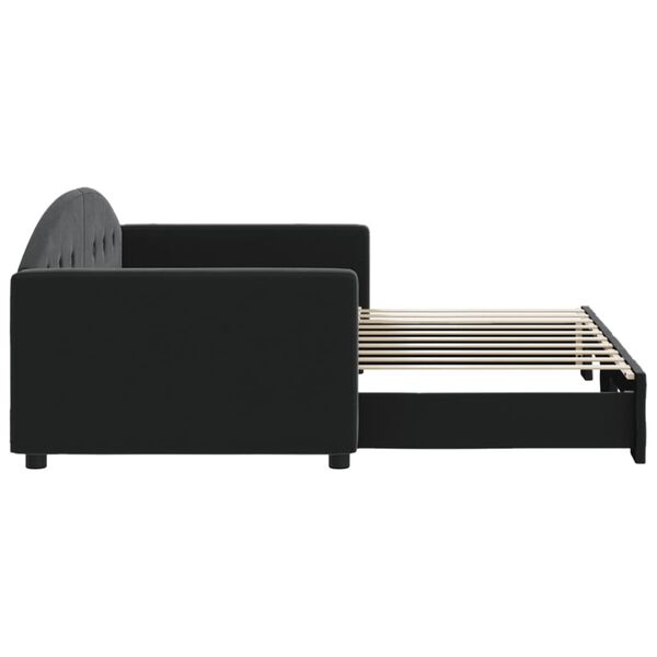 vidaXL Dnevni krevet na razvlačenje crni 90 x 190 cm bar&scaron;unasti