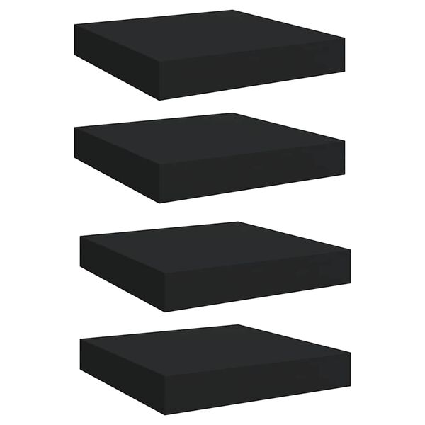 vidaXL Plutajuće zidne police 4 kom crne 23 x 23,5 x 3,8 cm MDF