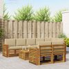vidaXL Setovi sofa s jastukom 9 pcs Prirodna i bež Čvrsto drvo akacije