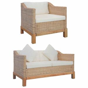vidaXL 2-dijelni set sofa od prirodnog ratana s jastucima
