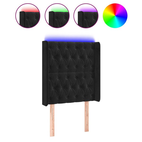 vidaXL LED uzglavlje crno 83x16x118/128 cm bar&scaron;unasto