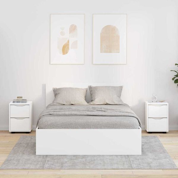 vidaXL Noćni ormarići 2 pcs Bijelo 30,5 x 30 x 43 cm Konstruirano drvo